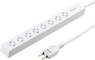 サンワサプライ スリムタップ（AC8個口・マグネット付き・雷ガード付き） TAP-SPSLIM8MG-2W