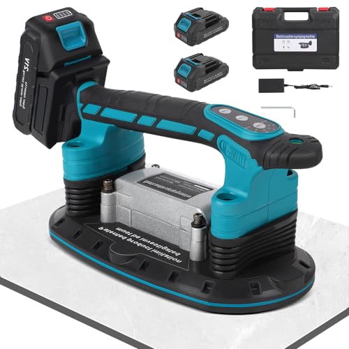 Vibrador de azulejo y ventosas 2 en 1, con ventosa de 30 x 16 cm, capacidad de carga de 250 kg, máquina de vibración eléctrica para azulejos de 2 m y pared, ladrillo