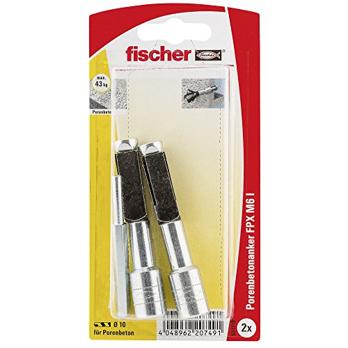 fischer 531119 Befestigungsmaterial Porenbetonanker SB-Karte, Inhalt: 2 x FPX M6 I, 1 x Setzwerkzeug