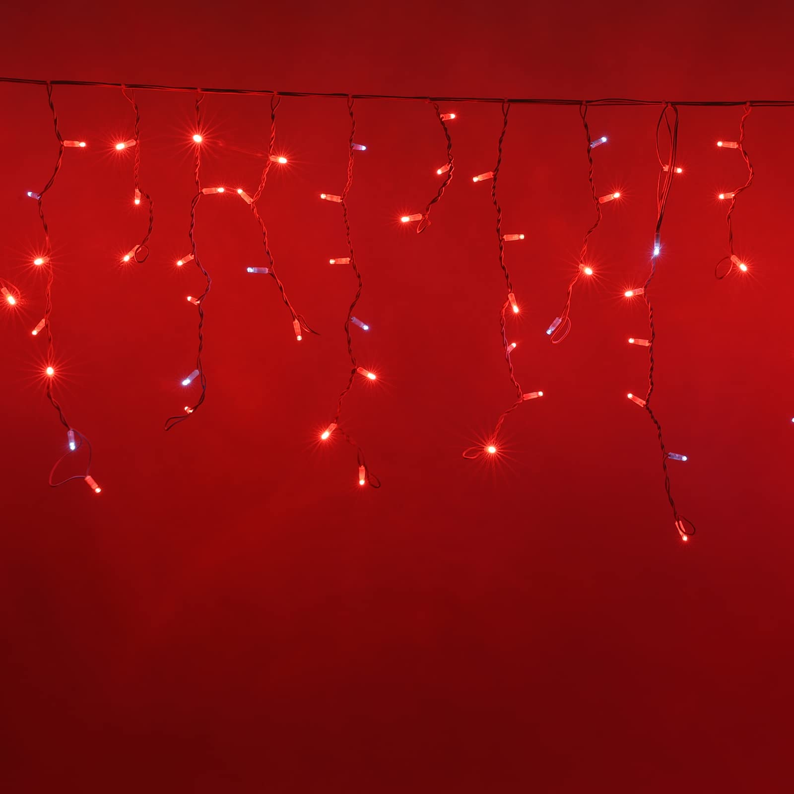 LUCCIKA Cascada de estalactitas tienda de lluvia 5 x 0,7 m con 200 maxiLed y flash para uso exterior interior profesional extensible (rojo con flash blanco hielo, 5 metros con 200 ledes)