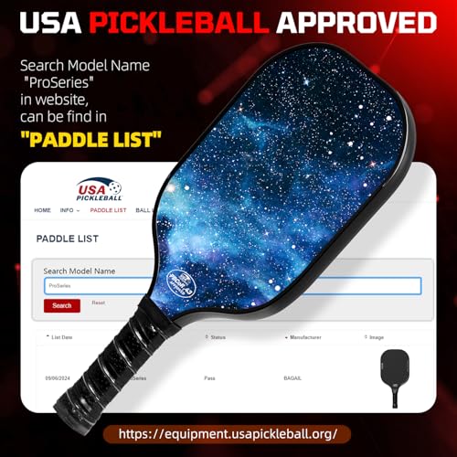 Image of BAGAIL Pickleball Paddles, USAPA Approved Fiberglass Surface Pickleball Set, Lightweight Pickle Ball Rackets with 4 Balls, 1 Bag, Designed in California for Traction and Stability