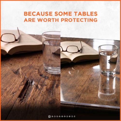 Image of Qlarity Covers Clear 1.5mm PVC Table Cover 59X30 Inch, Thick Table Cover