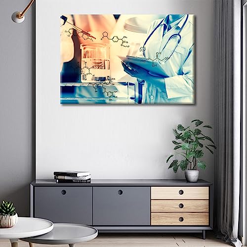 Image of Clinical Laboratory Artwork Canvas Wall Art Chemical Equations Laboratory Research Concept Painting Bedroom Living Room 1 Pieces Poster Wall Decor for Living Room Framed Ready to Hang , 24 inchWx36 inchH