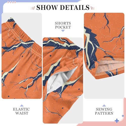 Boys' Pants Blue Lightning Bolts Orange Long Bottoms Jogger Pants Elastic Waist Trousers with Pockets S-XL4