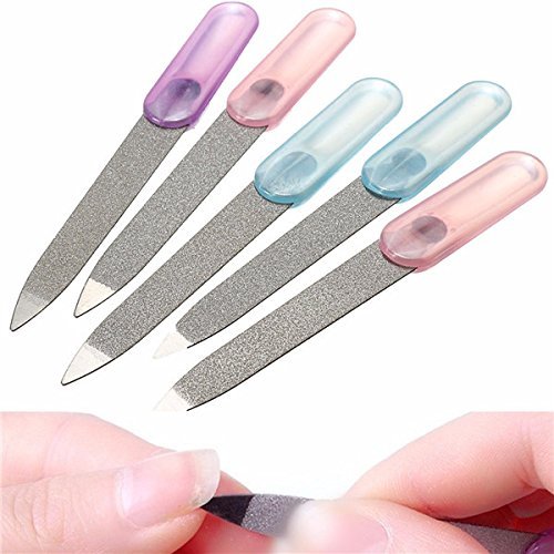 BeatlGem 5 Pcs Métal Double Face Lime À Ongles en Acier Inoxydable Manucure Pédicure Outils Fichiers