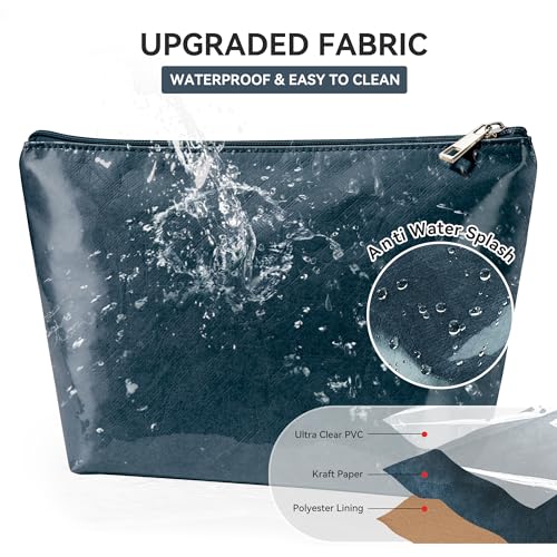 Image of KALIDI PVC Zipper Tote Bag, Jelly Kraft Paper Beach Bag Large Hobo Carry All Travel Shopping Handbag Plastic Shoulder Bag
