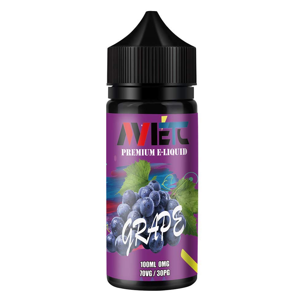 MVIETCE Liquid 100ml for E Cigarettes Starter Kits/vape box/Mod/vape pod pen, Vape Liquid No Nicotine, E Juice with 70% VG/30% PG,eliquid with Child Lock and ShortFill,Grape