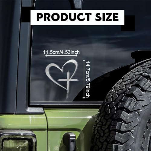 Image of Love Cross Sticker Decal, Car Stickers and Decals, Decal Vinyl Sticker, Universal Car Accessories Exterior Decoration Cross Stickers Christian Compatible with Notebook, Car, Window (Silver)
