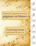 falabella clave dinamica  Cuaderno de composición musical con páginas en blanco - 4 pentagramas con claves de sol y fa