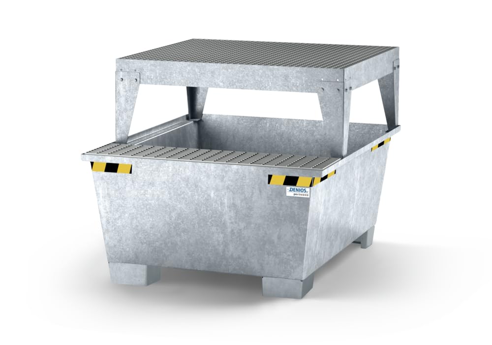Auffangwanne pro-line aus Stahl für 1 IBC, verzinkt, Abfüllbock