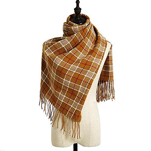 Szaliki Szalik Szale Szalik zimowy Kobiety Ciepły Koreański Styl Szklany Szaliki Womans Winter Fall Ciepłe Szalik Duże Tartan Szaliki Wrap Szal Szal Ciepły Chusty (Blue : Bronze, Size : 180x70cm)
