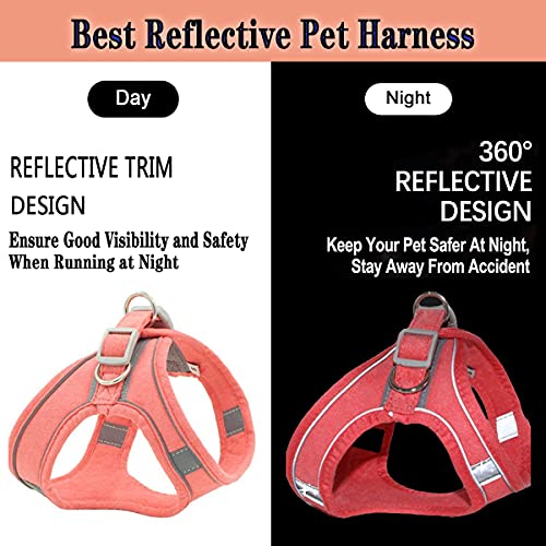 Dog Harness and Leash Set Dog Chest Strap Pet Vest Harness with Handle Adjustable Reflective Dog Harness for Small Dog Medium Dog Cat Pink M - Image 4