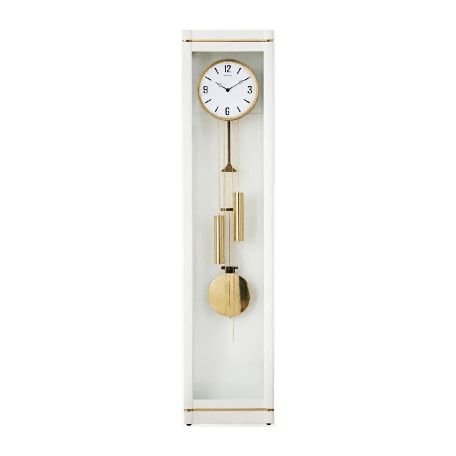 WANGHAI-666 Grandfather Clocks Wood Grandfather Clock Floor Quartz Pendulum Chimes Silent Movement(White)