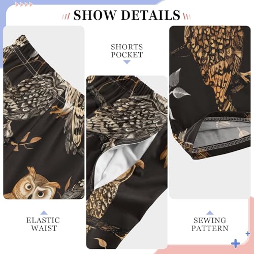 Owl Autumn Leaf Boys Long Pants Soft Trousers Elastic Waist Kids Lounge Bottoms with Pockets S-XL4