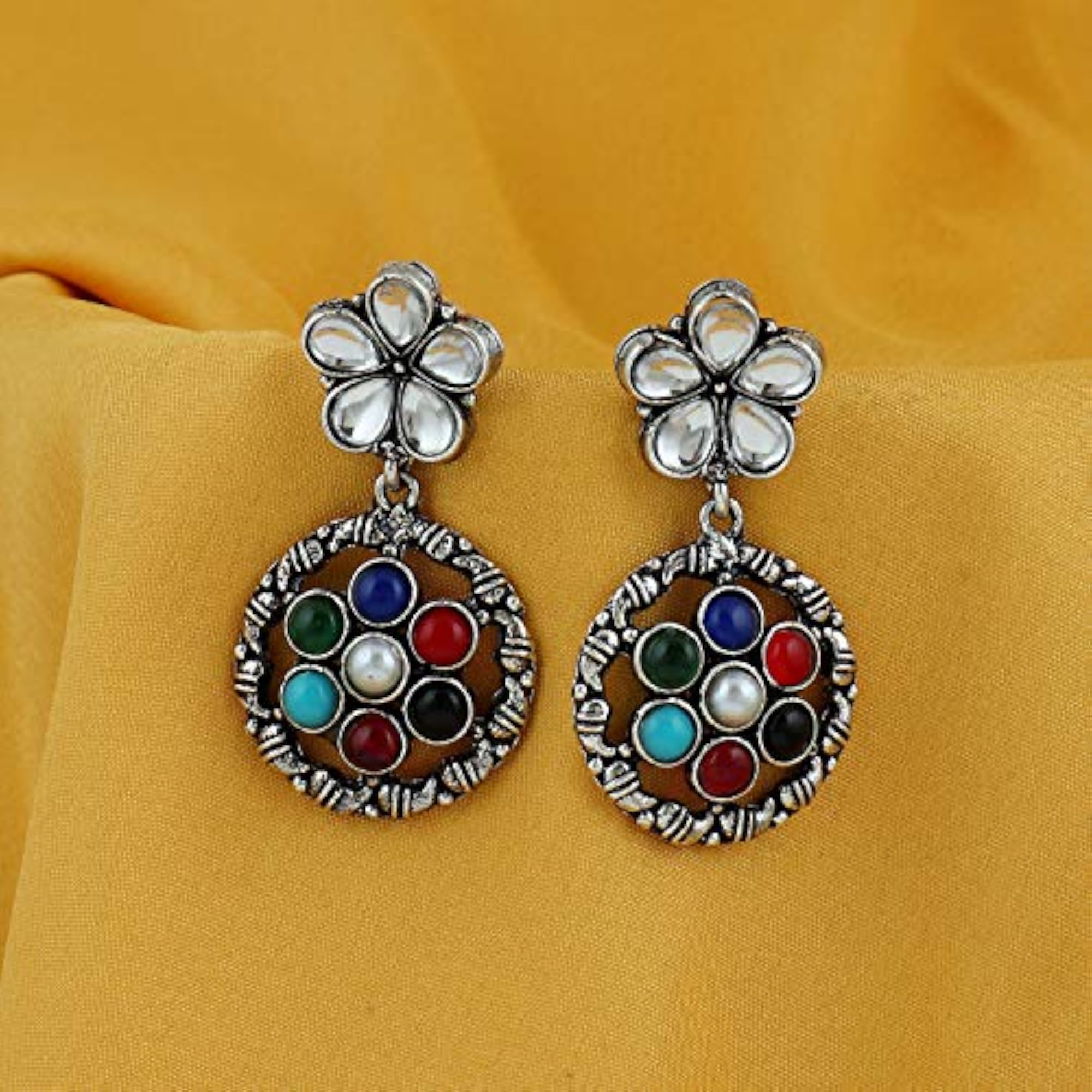 Oxidised Floral Earring (SKR56752)