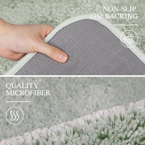 Image of Walensee Large Bathroom Rug (24 x 40, Pale Green) Extra Soft and Absorbent Shaggy Bathroom Mat Machine Washable Microfiber Bath Mat for Bathroom, Non Slip Bath Mat, Luxury Bathroom Floor Mats