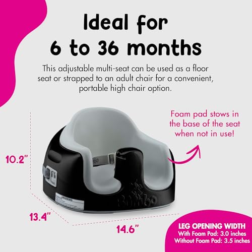 Image of Bumbo 3-in-1 Multi-Seat for 6 to 36 Months, Travel Baby Feeding & Play Floor Seat, All-in-One Portable Booster with Tray & Toddler High Chair, Black /Monsoon