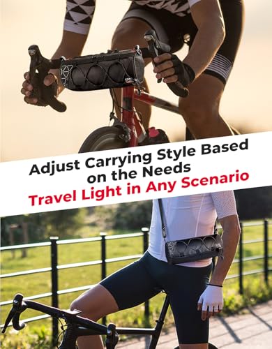Image of KEMIMOTO Bike Handlebar Bag with Waterproof Rain Cover Front Bike Bag for Bicycles - Water-resistant Dual Zippers for Mountain Road Bike, Cycling Commuter Shoulder Bag Professional Bicycle Accessories