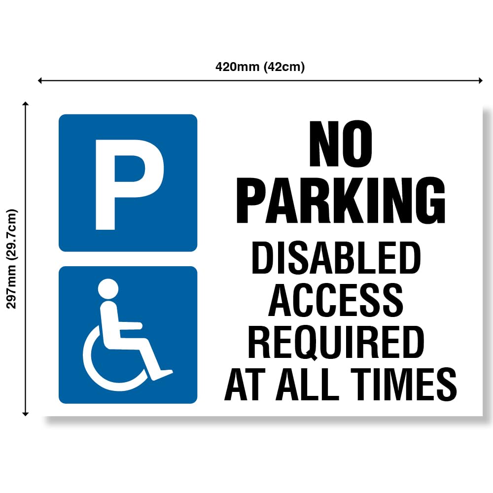 Punkcards - No Parking Disabled Access Required, Safety Warning Sign, 2 x A3 420 x 297mm 3mm Foamex, White, 420mm x 297mm - Image 2