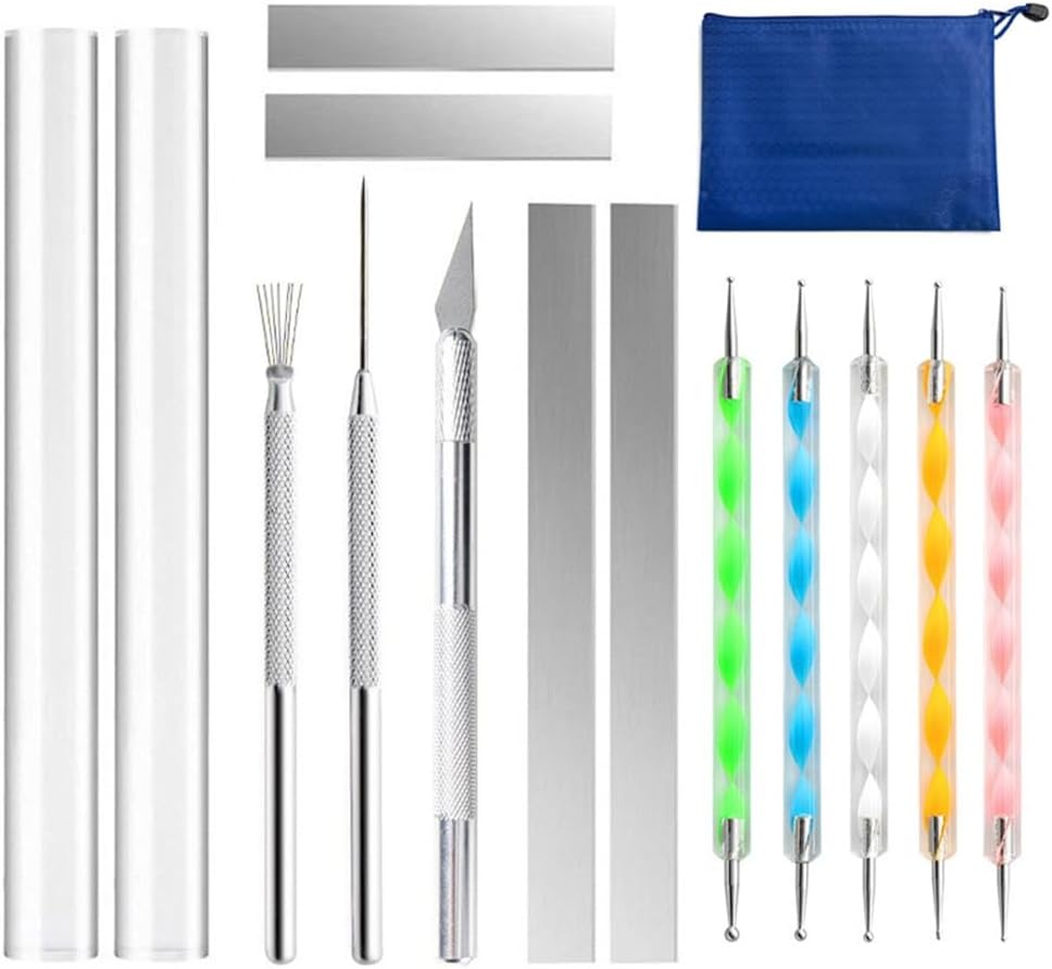 14pcs Polymer Clay Tools Acrylic Roller Clay Rolling Pin Tissue Blade Sculpture Earring Making Kit Jewelry Replacement Parts Accessories