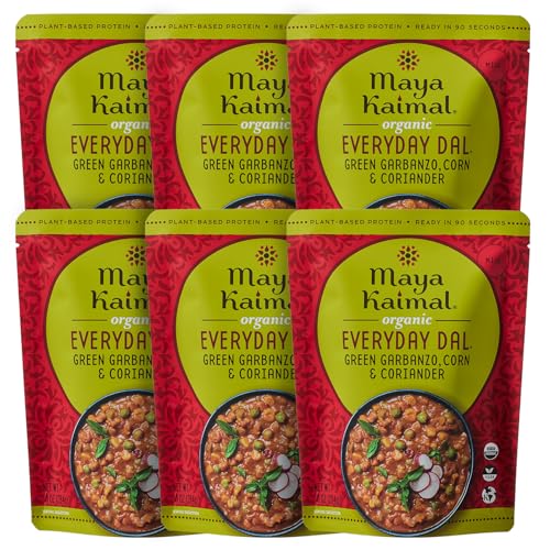 Image of Maya Kaimal Organic Indian Everyday Dal Green Garbanzo Corn and Coriander, Plant Based, Non GMO, Certified Kosher, Vegan, 10 Ounce (Pack of 6)