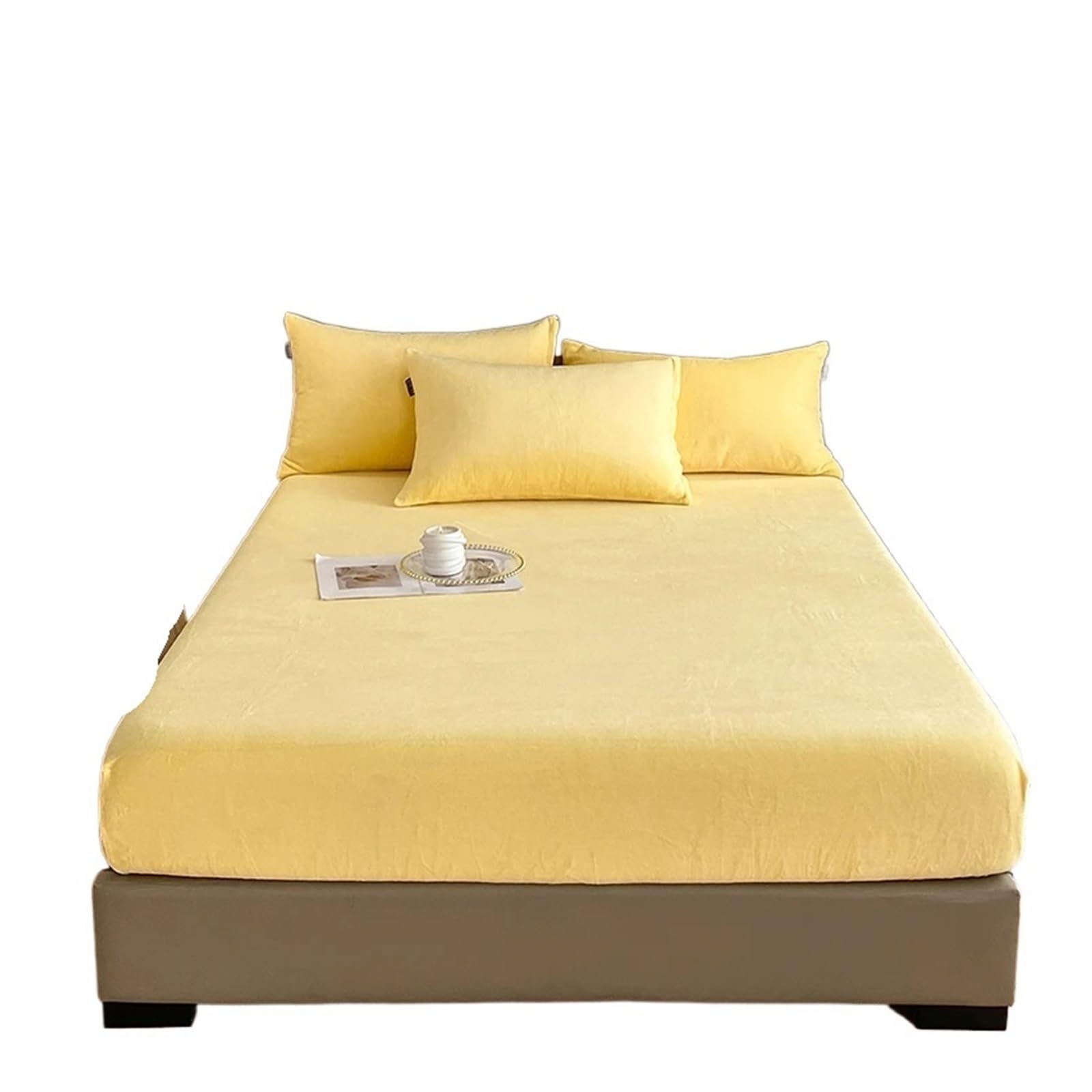 Sábana bajera de franela de franela, suave y cómoda, funda de colchón de color sólido, cálida para invierno, de tela de terciopelo (color 4,90 x 190 x 20 cm, 1 unidad)