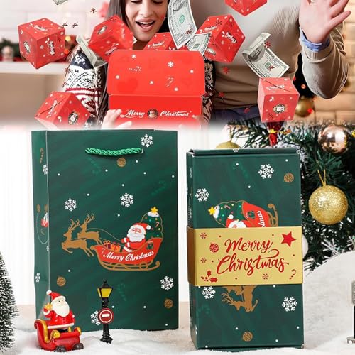 iYanoc Surprise Gift Box Explosion?Surprise Box Gift Box For Money?Funoio Gift Boxes, Funoio Surprise Gift Box Christmas, Pop Up Money Box For Cash Gift, Surprise Gift Box Set (12 Bounces)(Green)