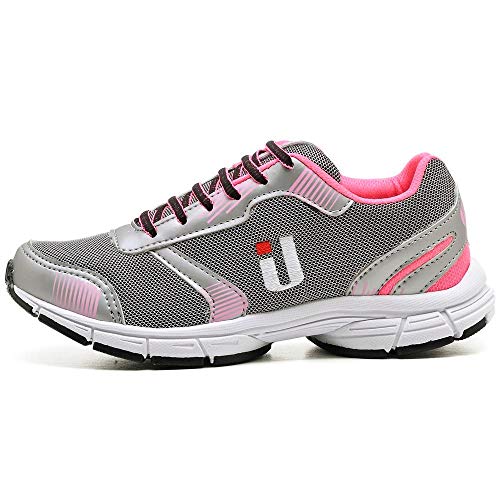 Tênis Fitness Feminino Cadarço Treino Caminhada Conforto Cinza 37