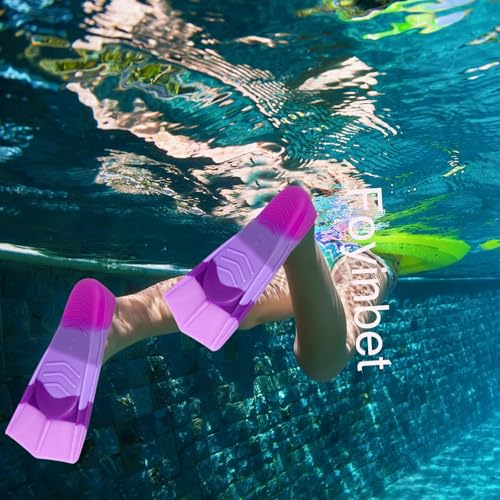 Image of Kids Swim Fins,Short Kids Fins Youth Swimming Flippers for Lap Swimming Training for Children Girls Boys Beginners (E Swim Fins, M)
