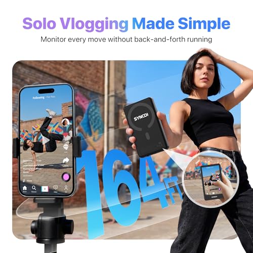 Image of SYNCO Xview Selfie Monitor Screen for iPhone 7-17 Series, Touchscreen Secure Private Wireless P2P, 4K /1080p Magnetic Back Camera Vlog Monitor with 164FT Range for YouTube TikTok Live Streaming (Black)