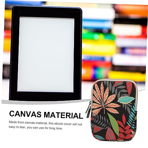 Funda para libro electrónico portátil lona negra hojas coloridas estuche protector e-reader 5