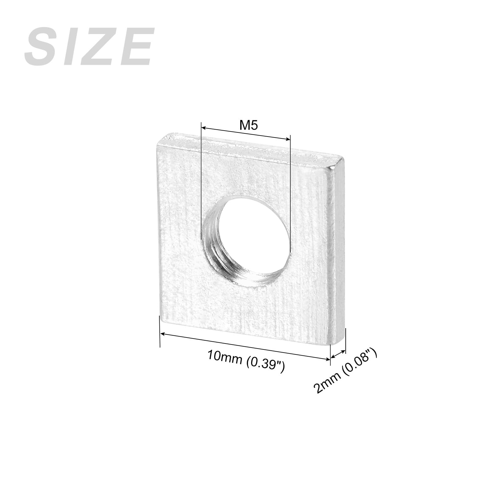 METALLIXITY Square Nuts, (M5x10mmx10mm) 25Pcs, Carbon Steel Coarse Thread Square Fastener Nut - for Equipment Construction Electrical Appliances Industrial Machinery, Silver