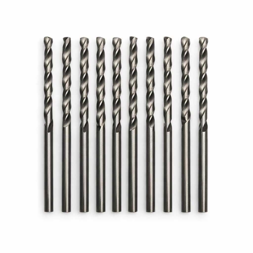3mm HSS M2 Twist Drill Bit Set for Metal, Iron, Wood, Plastic, Copper, Brass, High Speed Steel, 62mm Length, 10 Pieces (10, 3mm)-image-5