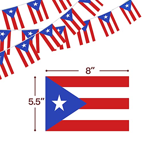 Image of Anley Puerto Rico String Flag Pennant Flags, Patriotic Events 12th of June National Puerto Rican Day Decoration Sports Bars - 33 Feet 38 Flags