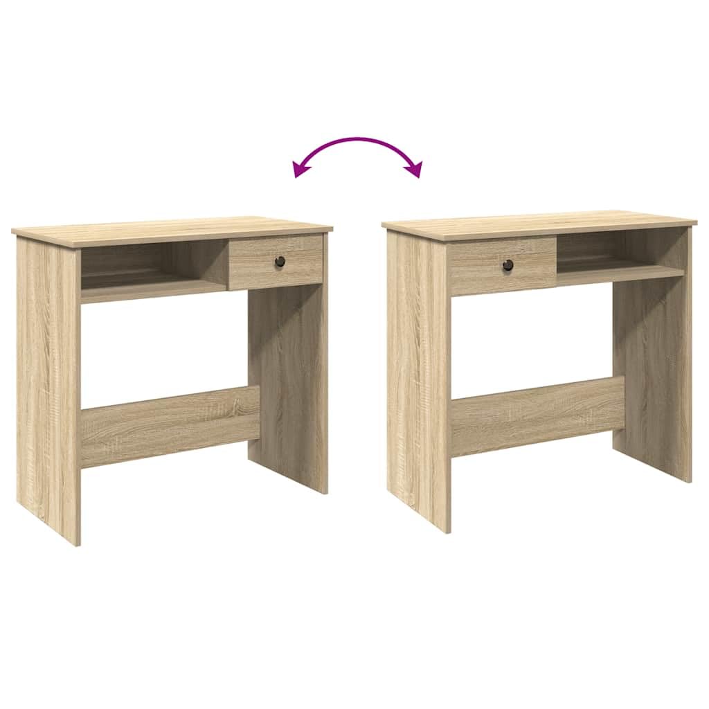 Escritorio de madera de roble Sonoma, 80 x 40 x 75 cm, mesa de ordenador con amplia superficie de trabajo y mucho espacio para carpetas y dispositivos de PC, versátil