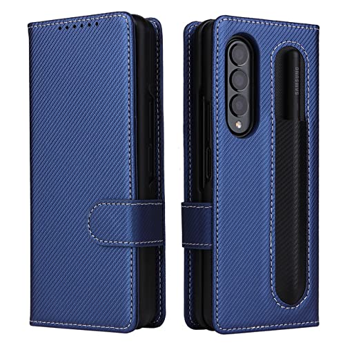 Housse cuir bleu avec porte-stylet séparé Samsung Z Fold 4 pour le bureau