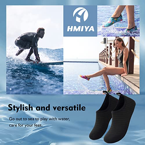 HMIYA Badeschuhe Strandschuhe Wasserschuhe Aquaschuhe Schwimmschuhe Surfschuhe Barfuß Schuhe für Damen Herren(Streifen Schwarz,38-39 EU)
