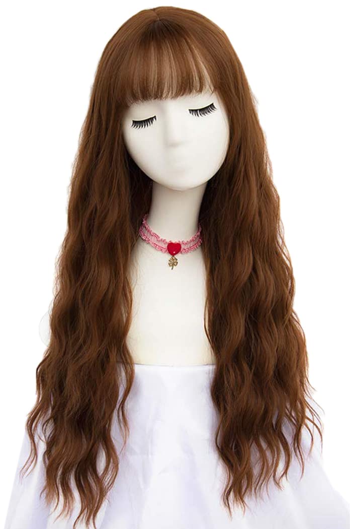 FiveFour Long Brown Wig for Women Long Wavy Wig for Girl Heat Friendly Synthetic Party Wigs