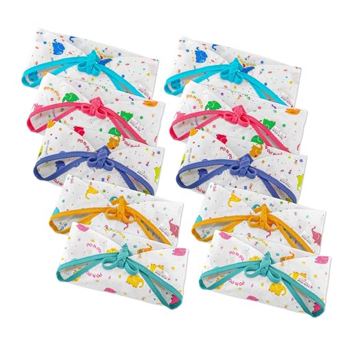 Image of Triangle Nappy For Babies, Reusable, Washable Soft Muslin Cotton Nappy /Langot for New Born Baby | Gentle on Baby Skin | 0-1 months | Pack of 10 | Printed