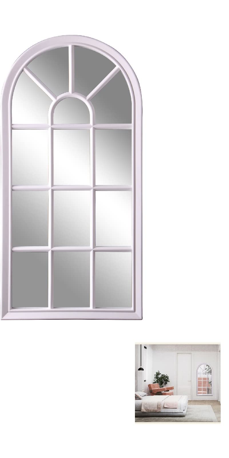 TRTO White Window Style Mirror Home Decoration Wall Mounted Vintage Art Room Useful For Decoration