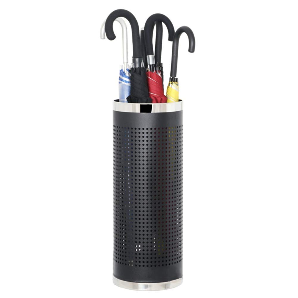 Moderno portaombrelli in metallo nero, elegante supporto per ingresso per casa e ufficio, design salvaspazio per proprietari di case