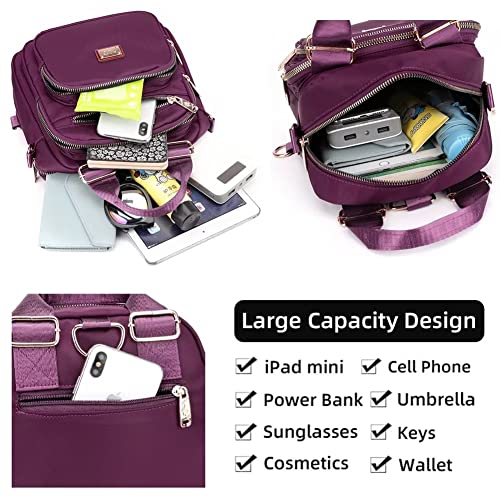 Shoulder Bag for Women Nylon Waterproof Crossbody Purse Small Lightweight Backpack Roomy Multi-pocket Tote Handbag, Yellow, One Size4