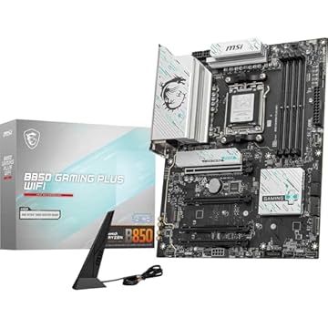 MSI Placa-mãe B850 GAMING PLUS WiFi, ATX - suporta processadores AMD Ryzen 9000/8000/7000, AM5 - DDR5 Memory Boost 8200+ MT/s (OC), PCIe 5.0 x16 e 4.0 x16, M.2 Gen5, Wi-Fi 7, 5G LAN