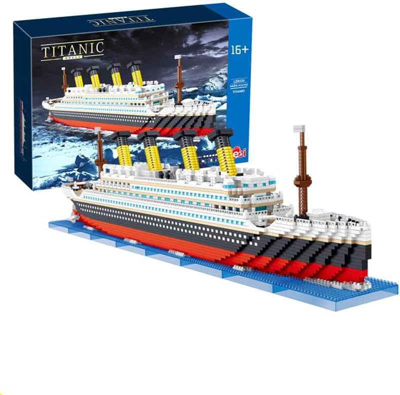 Titanic Ship Building Block Set, 4404 PCS Mini Bricks MOC Boat Model Titanic Cruise Ship Building Kit, Micro Bricks Home Decor Assembly Gift for Adult