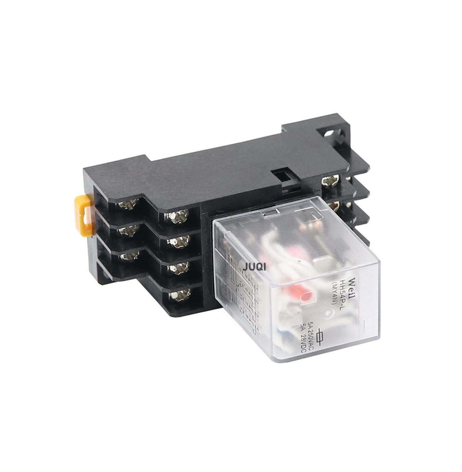 1 zestaw MY4NJ Nowy HH54PL mały elektromagnetyczny przekaźnik mocy AC 12 V 24 V 36 V 48 V 110 V 220 V 380V Cewka 4NO 4NC szyna DIN 14 pinów + podstawa