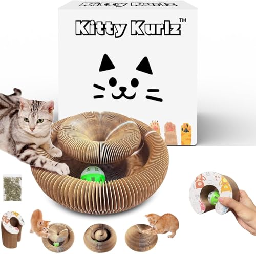 Kitty Kurlz Cat Toy Reversible Infinity Style Magic Organ Cat Toy Made from Recycled Corrugated Cardboard Long Lasting (C-Shaped).