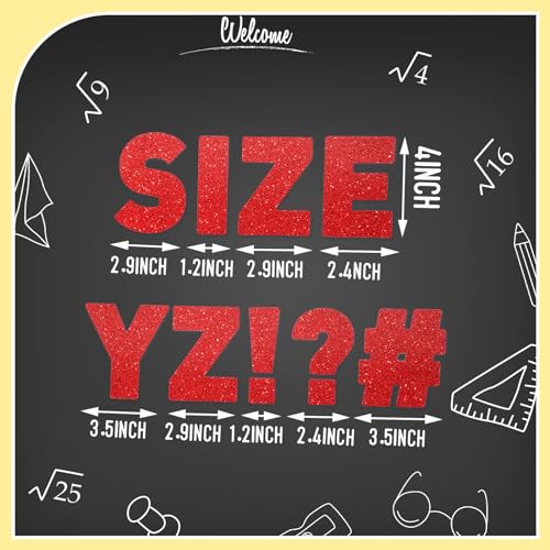 Image of Harloon 232 Pcs Large Glitter Letter Stickers 24 Sheets Classroom Bulletin Boards Decorations Big Font Alphabet Letter Self Adhesive Letters Stickers Back to School Decor DIY Craft(Red,4 Inch)