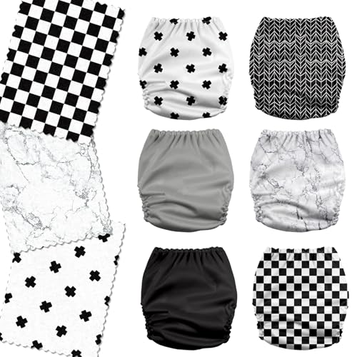 Image of MK 3.0 Baby Cloth Diapers with 6 Inserts Bundle, with Bambo Liners, 5-Layer Bambo Inserts (6 Pack), Wet Bags and Pail Liners.