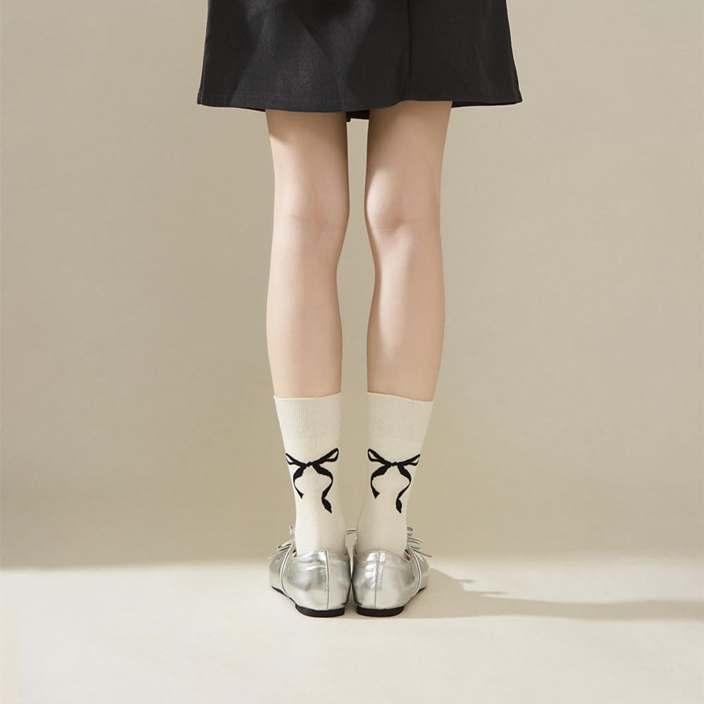 Image of Kelabia 6 Pair Cute Cotton Socks Kawaii Bear Ankle Preppy Ruffle Socks for Women Japanese Fall Vintage Crew Socks