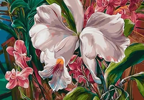 Kit Point de Croix Fleurs Idée Cadeau Noël Idéal pour Débutant Couture 40x50cm